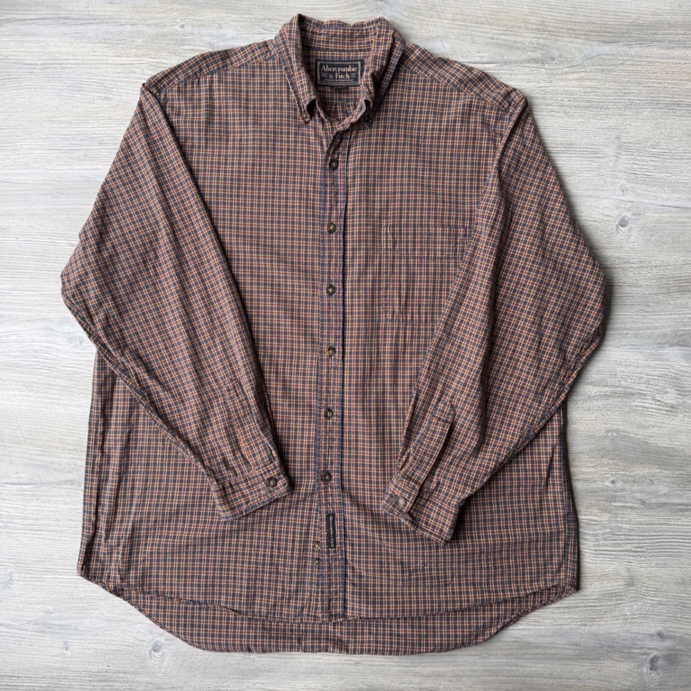 Abercrombie & Fitch Mens XL Plaid Button Down Shirt Cotton Long Sleeve Vintage